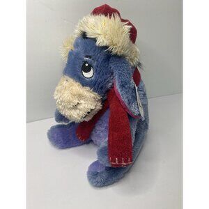 Disney Store Eeyore Christmas Sparkle‎ Hat Scarf Stuffed Animal Plush 14” W/ Tag